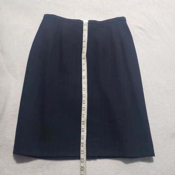 Bill Burns For Nordstrom 100% Wool Skirt Women's Size 8 Navy Woven Pencil Career - Picture 7 of 7